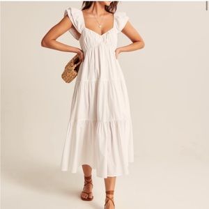 Abercrombie ‘Ruffle Sleeve Poplin Midaxi Dress’ in Medium